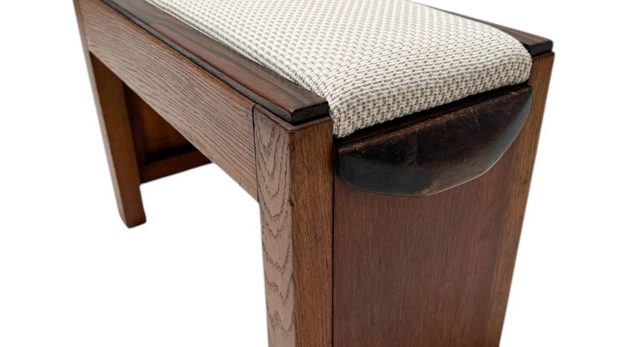 Art Deco Modernist Stool with De Ploeg fabric, 1920s